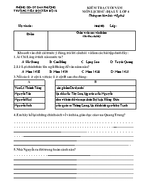 Để kiểm tra cuối năm môn Lịch sử-địa lý Lớp 4